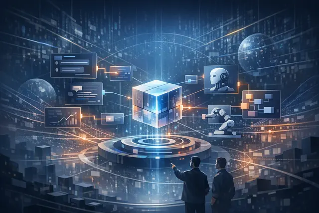 Abstract editorial illustration representing DeepSeek Harness as a modular plugin-based AI agent runtime
