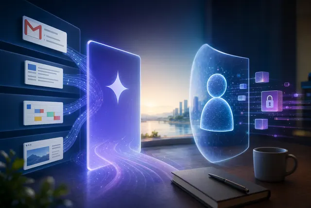 Concept illustration of Google Gemini Spark Beta AI agent assisting across apps and tasks