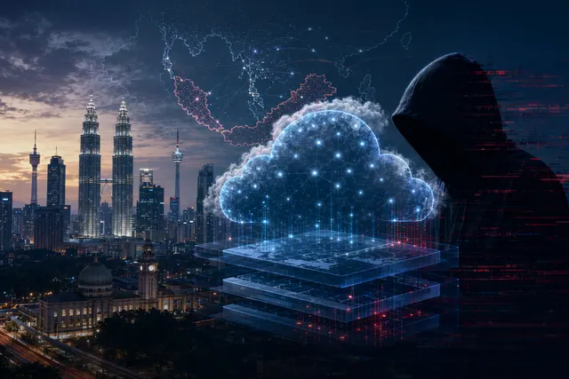 Illustration of cyber espionage infrastructure hidden within cloud services like Cloudflare