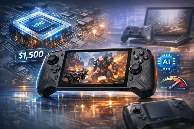 MSI Claw 8 EX AI+ handheld running a game, highlighting its 8-inch display