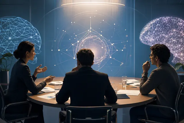 Editorial illustration representing frontier AI safety standards and independent model evaluation