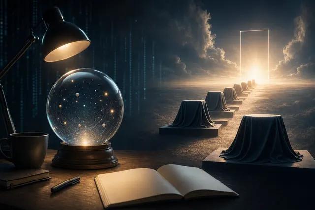 Editorial illustration of OpenAI product-release speculation ahead of DevDay