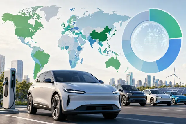 Global electric vehicles representing growth in EV adoption worldwide