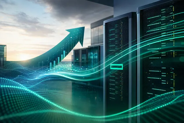 Illustration of AI data-center infrastructure, servers and high-speed networking