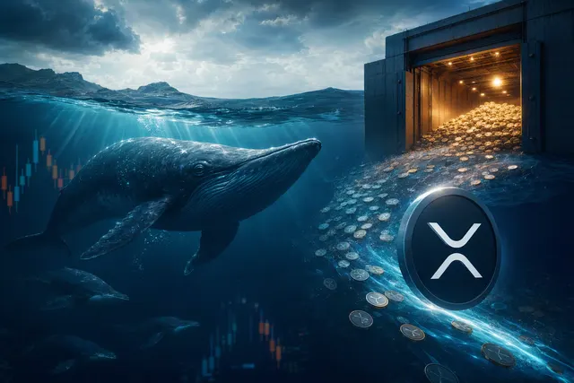 Illustration representing XRP tokens moving between a crypto exchange and external wallets