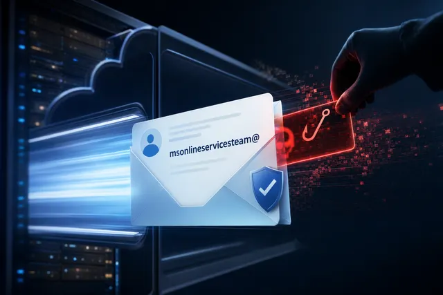Illustration of phishing emails appearing to come from a legitimate Microsoft address