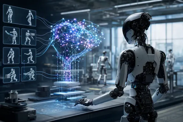 AI-generated editorial illustration accompanying coverage of Unitree’s humanoid robot model
