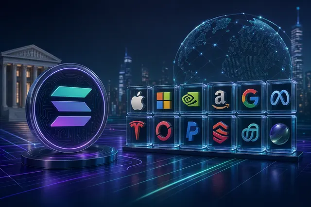 Illustration representing tokenized shares trading on the Solana blockchain