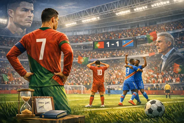 Cristiano Ronaldo walks off the pitch after Portugal's 1-1 draw with DR Congo in the 2026 World Cup Group K match at NRG Stadium in Houston.