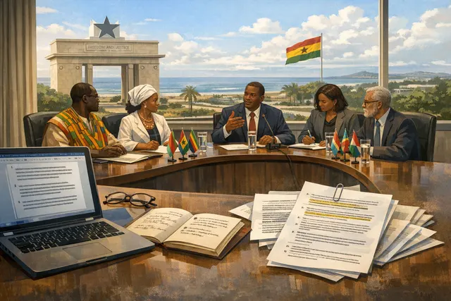 AI-generated image representing the Accra Next Steps Commitments on Reparatory Justice, a 19-point framework adopted in June 2026 by African and Caribbean nations.