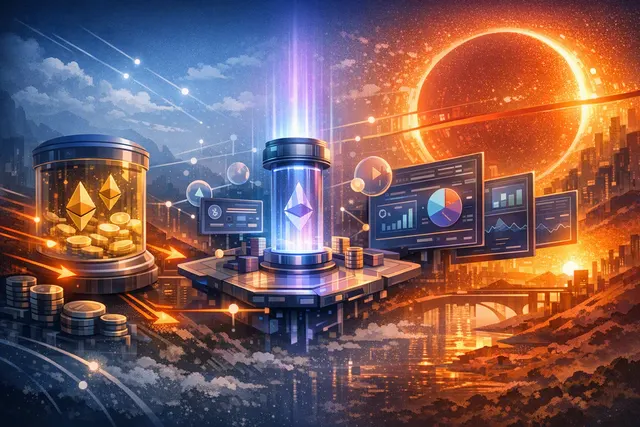 Editorial illustration of a self-custody crypto portfolio connected to Aave borrowing, tokenized assets, and a payment card on Optimism