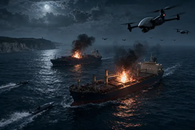 What happened during the maritime and aerial drone strikes at about 3 a.m. on October 6, 2026, roughly 70 nautical miles (130 km) off Byala—