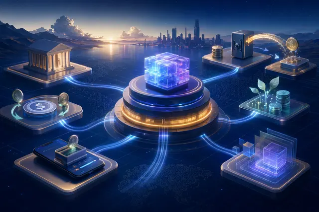 Concept illustration of Tempo blockchain expanding from payments into DeFi lending and yield infrastructure through Morpho integration