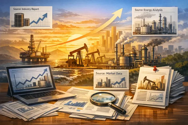 AI-generated illustration of an oil refinery at sunset, representing BP's Q2 2026 earnings outlook amid the Iran conflict and oil price surge.