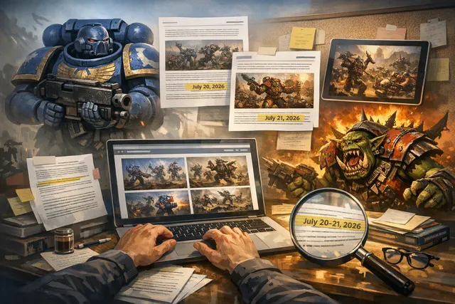 Warhammer 40,000 artwork featuring Dawn of War IV, Nazdreg Ug Urdgrub, and Necron symbols