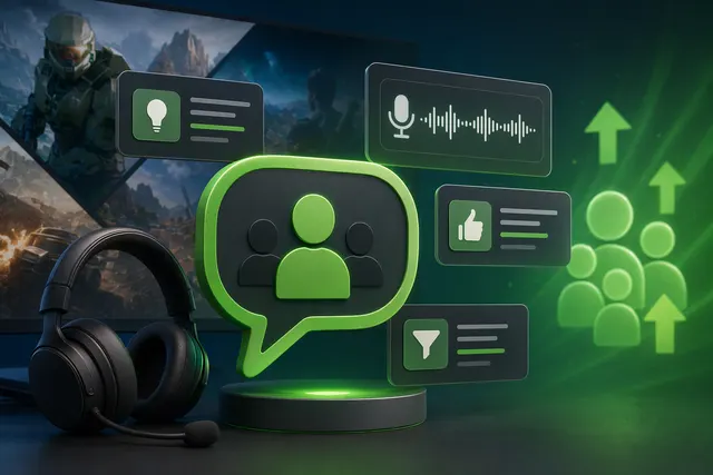 Illustration of Xbox Player Voice community forum with voting and feedback features