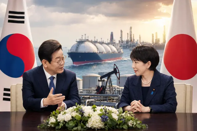 South Korean President Lee Jae Myung and Japanese Prime Minister Sanae Takaichi meeting at the Andong summit discussing energy cooperation