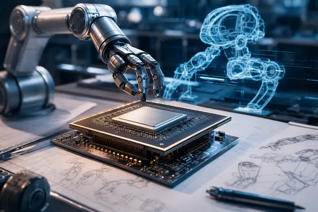 AI-generated illustration representing a processor designed for robotics