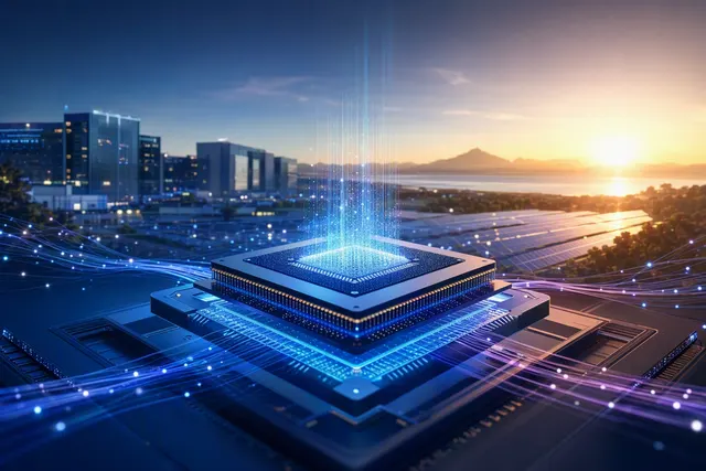 Editorial illustration representing Arm and Meta’s AI data-center partnership