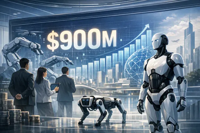 Editorial illustration of XPeng’s IRON humanoid robot and physical-AI funding strategy