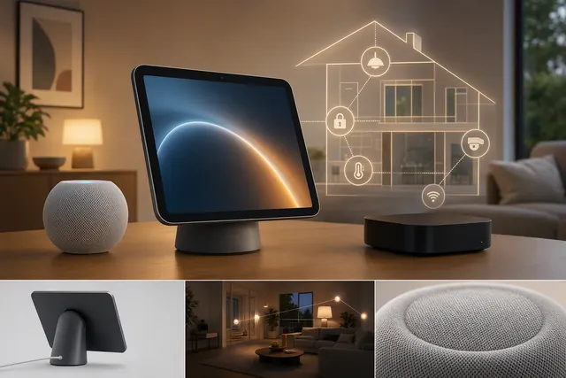 What does Bloomberg report about Apple’s planned Oct. 13 smart home hub launch under new CEO John Ternus—including the J490 “HomePad” and wa