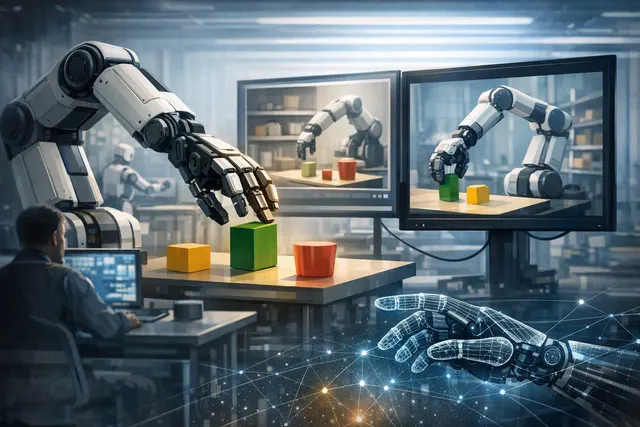 Illustration of a robot learning a multi-step manipulation task from a human video demonstration