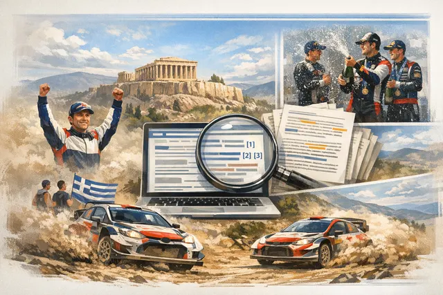 Sébastien Ogier's Toyota GR Yaris Rally1 in action at the 2026 EKO Acropolis Rally Greece