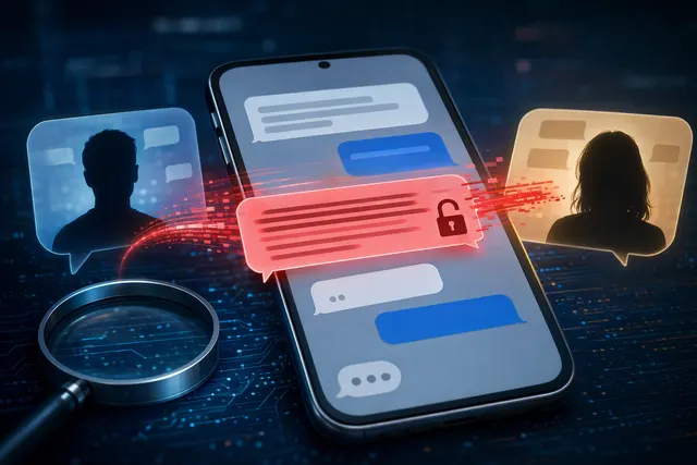 Illustration of a smartphone messaging privacy issue