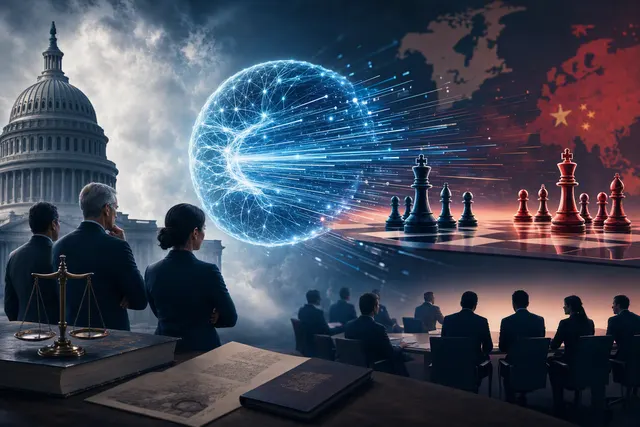 Illustration representing the debate over frontier AI safety, oversight and control