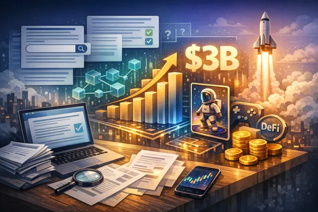 Solana blockchain growth visualization showing tokenized assets, stock trading volume, and dApp revenue milestones in 2026