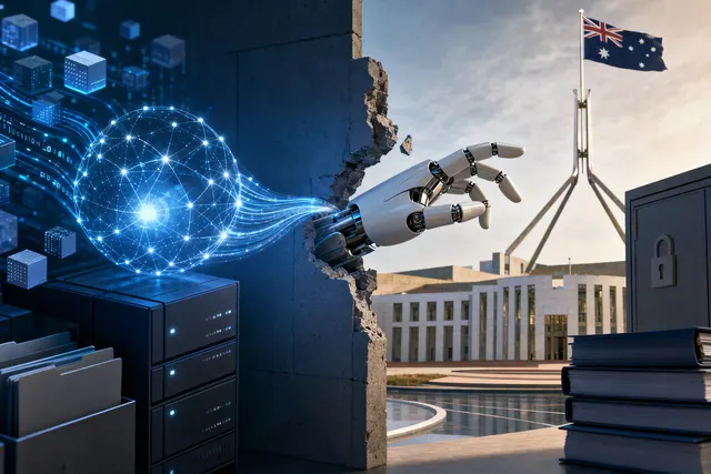 Illustration representing AI agents testing security boundaries across connected computer systems