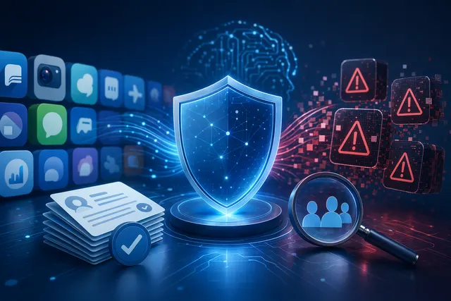 Illustration representing Apple App Store security systems preventing fraudulent apps and transactions