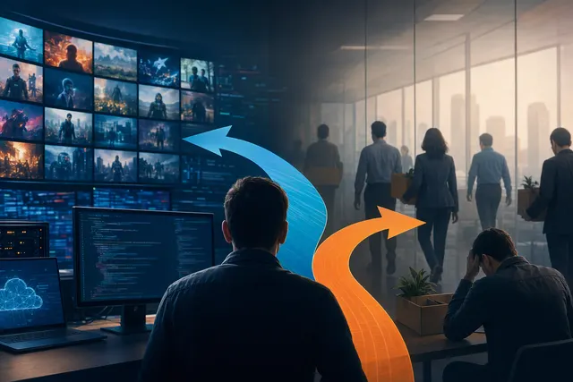 Illustrative image representing job changes in a streaming technology organization