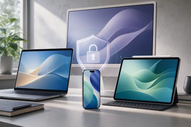 An editorial illustration representing the choice between installing iOS 26.7 or upgrading to iOS 27 on an iPhone
