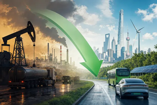Editorial illustration of China’s changing oil demand, electric vehicles and energy supply disruption