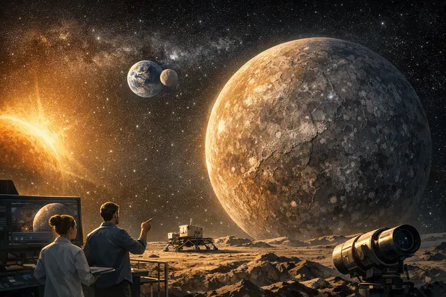 Artistic visualization of Mercury’s rocky surface and volcanic interior