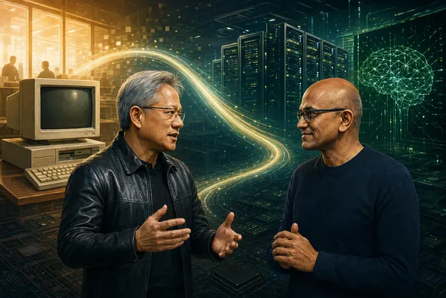 Illustration representing Nvidia and Microsoft’s partnership to bring AI workloads to Windows PCs