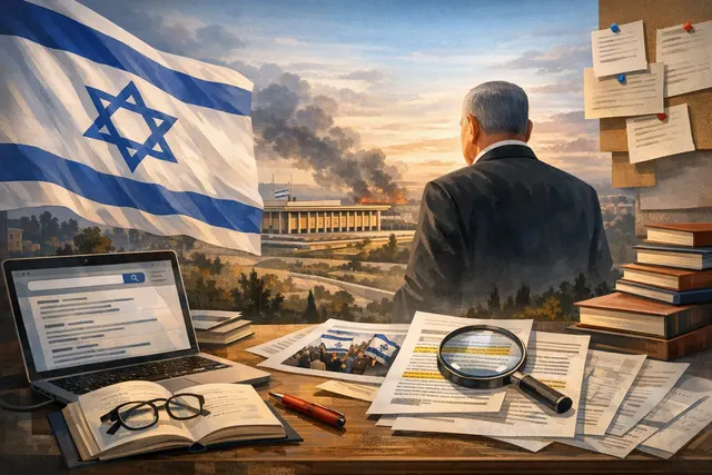 Netanyahu with Israeli and Lebanese officials signing trilateral framework agreement in Washington, June 2026