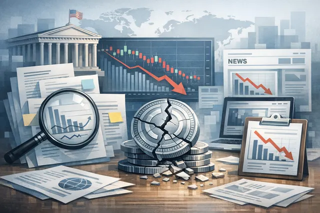 Abstract chart showing declining stablecoin market capitalization with regulatory and yield compression arrows