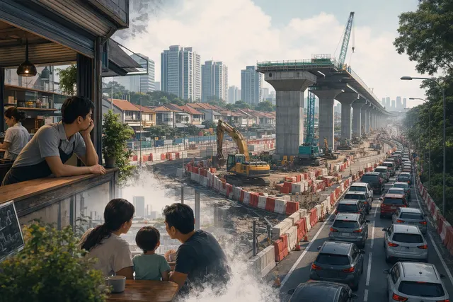 Illustration accompanying a report on construction disruption near Singapore’s North-South Corridor