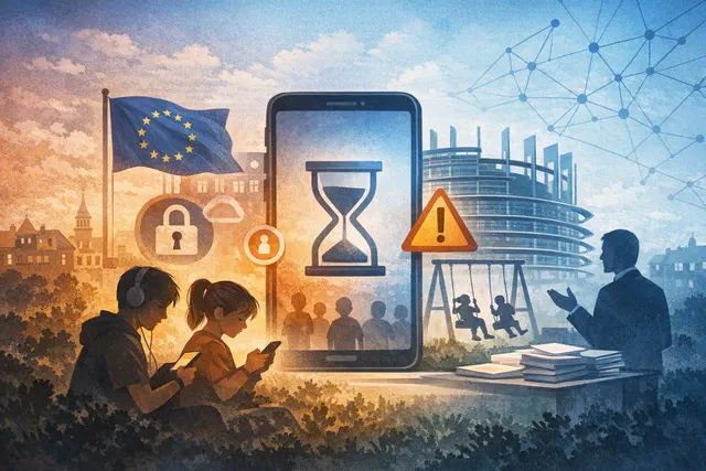 Illustration of EU regulators scrutinising Meta’s Instagram and Facebook child-safety design