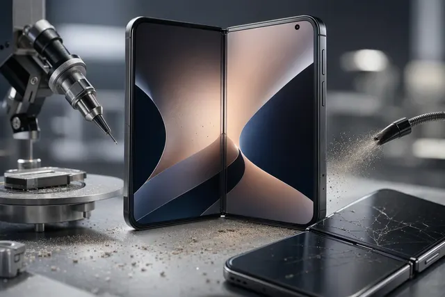 Editorial illustration accompanying a report on iPhone Duo durability tests