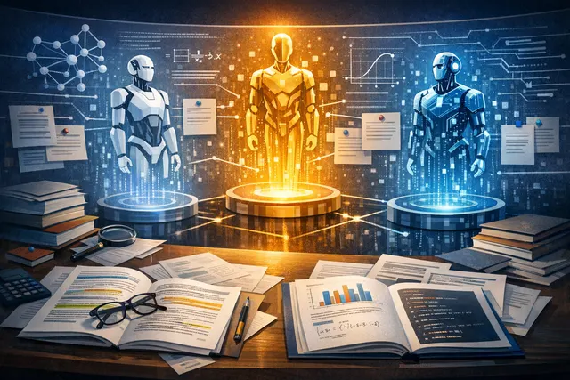 Abstract visualization comparing multiple AI model logos on benchmark leaderboards