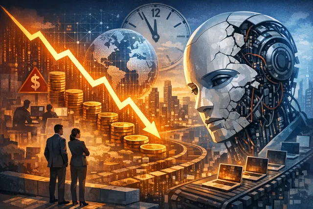 Abstract graphic representing the end of subsidised AI pricing and the beginning of an investment reckoning in 2026