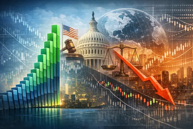 An abstract visualization of blockchain technology powering global stock markets, with luminous data nodes and trading charts representing tokenized equities on Solana.