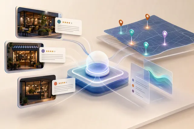AI-generated editorial illustration for Reply Next’s multi-location brand platform