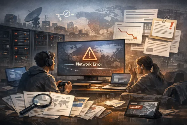 A dark screen with a PlayStation controller and a red 'network error' message, symbolizing the PSN outage