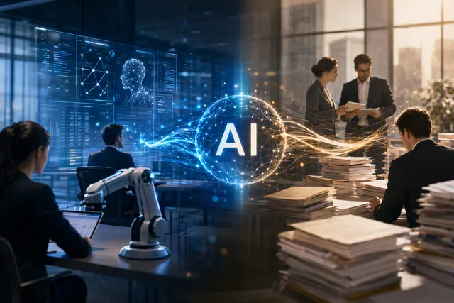 Illustration representing AI transforming hiring and work at Big Four accounting firms