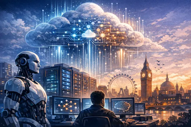 Conceptual illustration of an AI superlearner emerging from a neural network, representing Ineffable Intelligence's reinforcement learning approach.