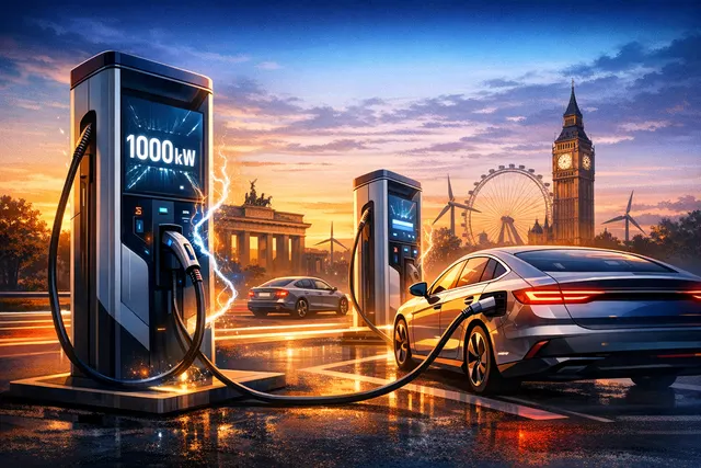 BYD Flash Charging station with Denza Z9 GT and overhead gantry design
